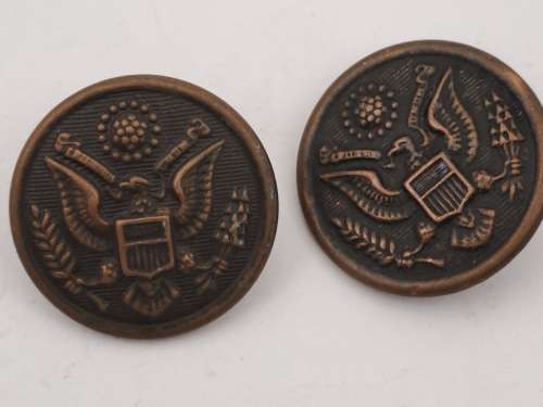 2 WW1 USA Allied Forces Military Uniform  Buttons 22mm