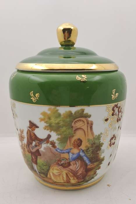 Vintage Limoges Goumot Labesse Porcelain Vase with Lid - France