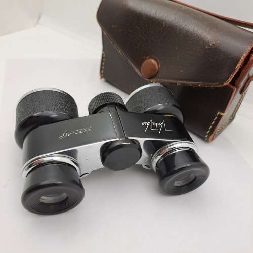 Vintage Pocket Vida Vue Opera/Theatre Binoculars 3x30-10 degree in Leather Case