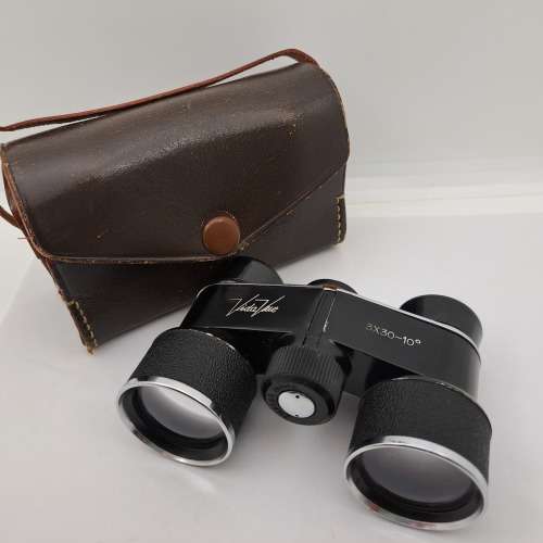 Vintage Pocket Vida Vue Opera/Theatre Binoculars 3x30-10 degree in Leather Case
