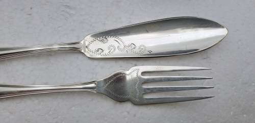 12 Pc Vintage Silver Plated  Fish Cutlery set -Boxed -(one fork different pattern)