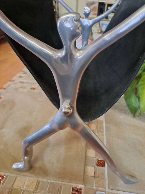 Large Carol Boyes Magazine rack with Black Leather 51cm x 28,5cm x 38cm