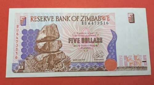 1997 Zimbabwe 5 Dollars Banknote