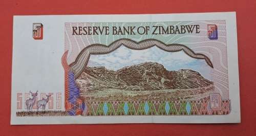 1997 Zimbabwe 5 Dollars Banknote