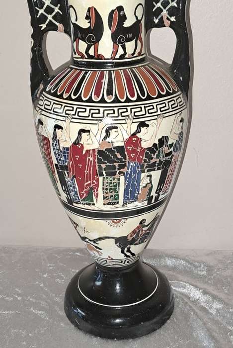 Large Vintage 1960`s Ceramic Vase by artist D. Vassilopoulos Handmade Greece-see desription 36,5cm