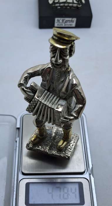 Vintage H.Karshi 925 Sterling Silver  Fiddler on the Roof and Accordion Player(No Stand) -Jerusalem