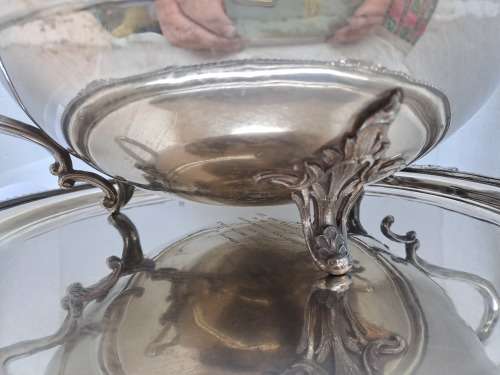 A Large Vintage 1950`s Seranco B.M Mount Silver-plate Tureen with Ladle and Tray