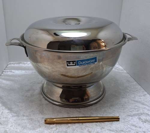 Unused 25L Duraware Soup Tureen with Lid -Stainless Steel in Box.