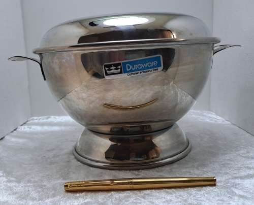Unused 25L Duraware Soup Tureen with Lid -Stainless Steel in Box.