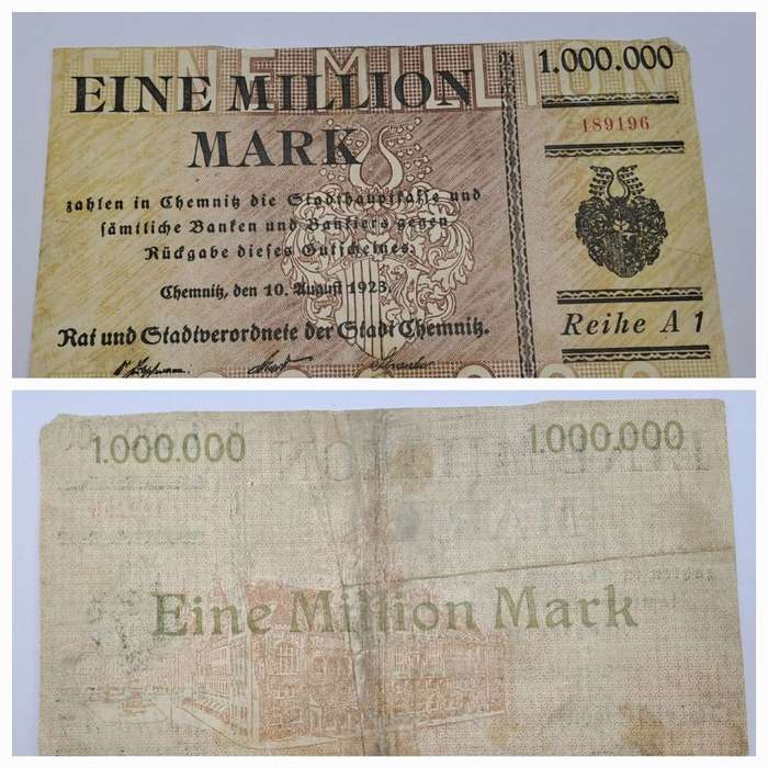 Germany -1923 -1.000.000 Mark District of  Chemnitz(Federal state of Saxony)