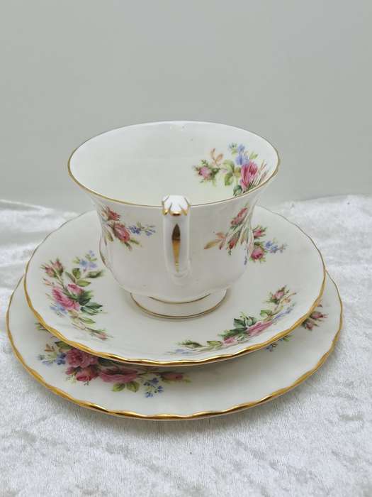 Vintage Royal Albert `Moss Rose` Bone China Tea Trio