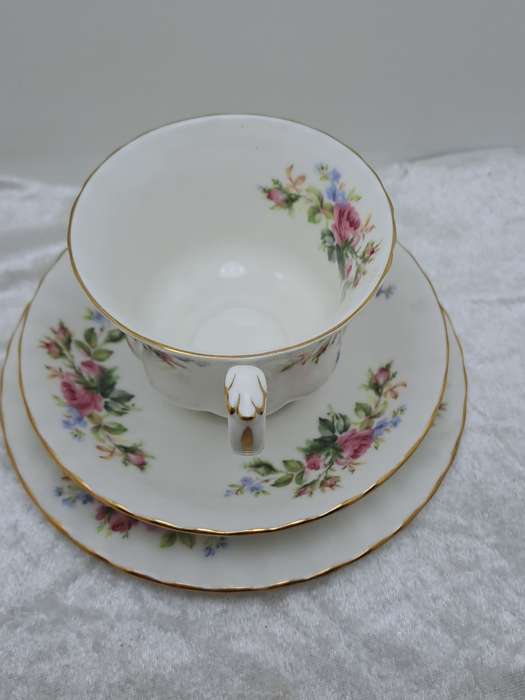 Vintage Royal Albert `Moss Rose` Bone China Tea Trio