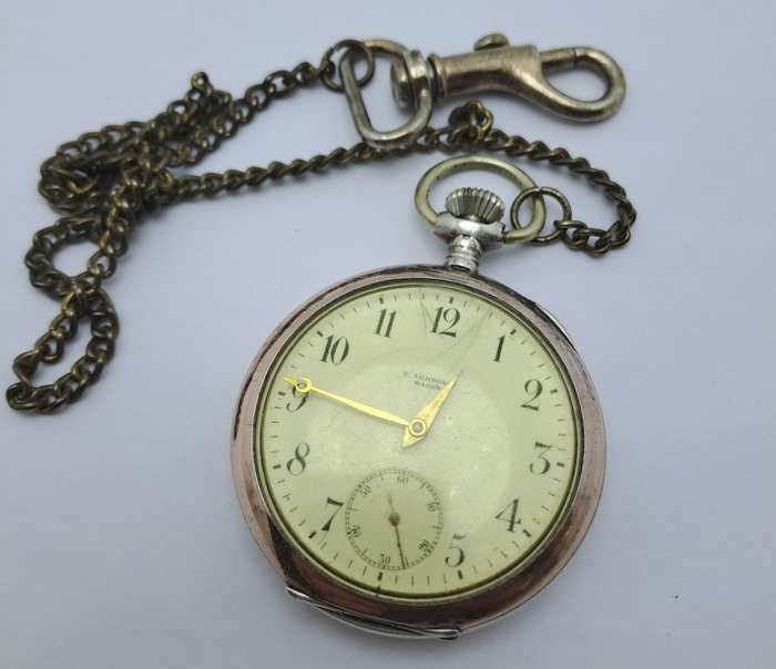 Antique G.Luhdohee Hagen Silver Pocket Watch -with Omega 3890059 Movement -Working