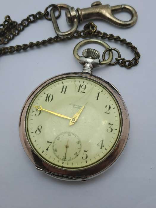 Antique G.Luhdohee Hagen Silver Pocket Watch -with Omega 3890059 Movement -Working