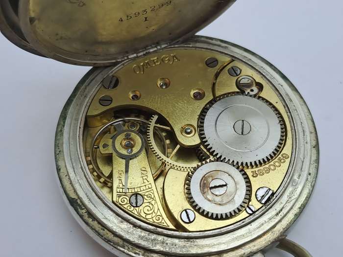 Antique G.Luhdohee Hagen Silver Pocket Watch -with Omega 3890059 Movement -Working