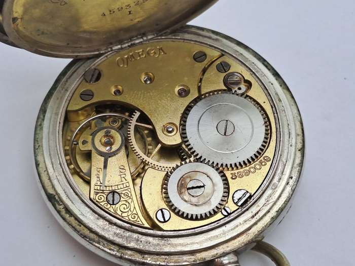 Antique G.Luhdohee Hagen Silver Pocket Watch -with Omega 3890059 Movement -Working