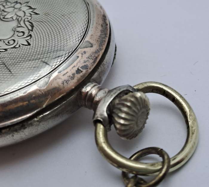 Antique G.Luhdohee Hagen Silver Pocket Watch -with Omega 3890059 Movement -Working
