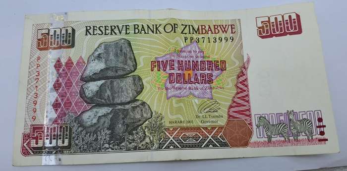 2001 Zimbabwe 500 Dollars Bank note UNC
