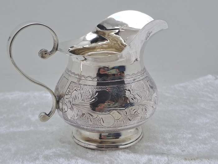 Hallmarked Antique 1885 Kiev Imperial 84 Russian SILVER Jug - slightly bended by the spout