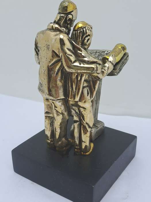 Collectable 925 sterling Silver Figurine of Rabbi and Boy Reading Torah- by H.Karshi