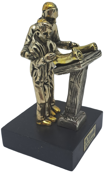 Collectable 925 sterling Silver Figurine of Rabbi and Boy Reading Torah- by H.Karshi
