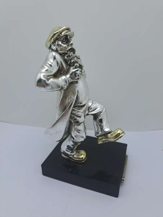 Collectable  925 sterling Silver and Gold Figurine of Dancing Chassid - Jerusale- Judeaca Art
