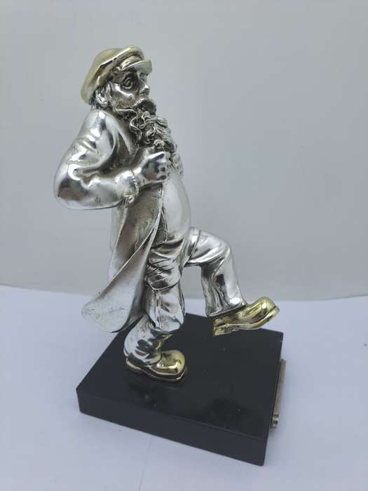 Collectable  925 sterling Silver and Gold Figurine of Dancing Chassid - Jerusale- Judeaca Art