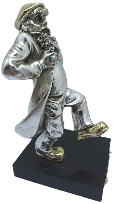 Collectable  925 sterling Silver and Gold Figurine of Dancing Chassid - Jerusale- Judeaca Art