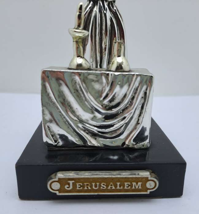 Collectable Sterling Silver Statue Candlelight Sabbath by a Jewish housewife.(one candle broken)