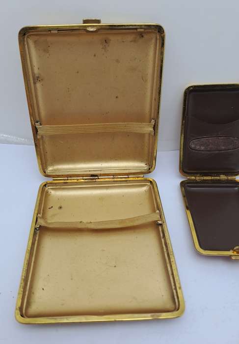 Vintage matching pair Cigarette Case and Match Holder