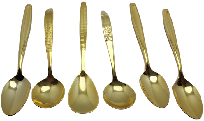 6 X Gold Plated Trieste Teaspoons (Not all the same Pattern)