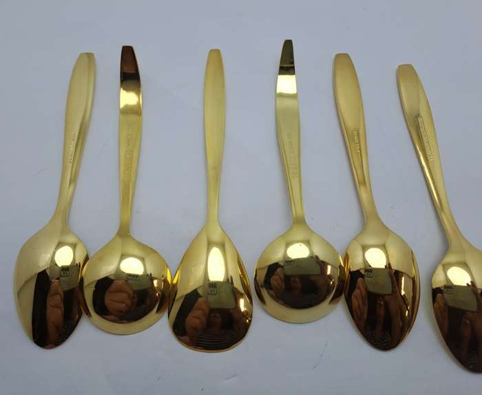 6 X Gold Plated Trieste Teaspoons (Not all the same Pattern)