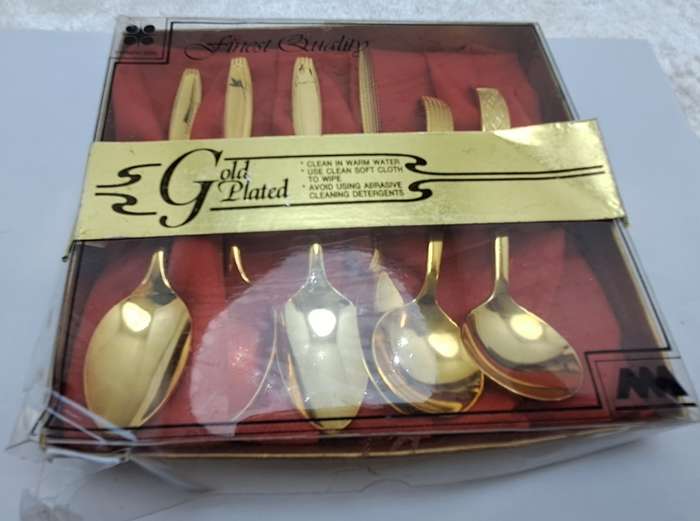 6 X Gold Plated Trieste Teaspoons (Not all the same Pattern)