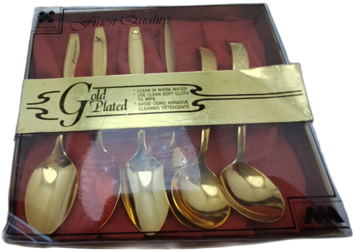 6 X Gold Plated Trieste Teaspoons (Not all the same Pattern)