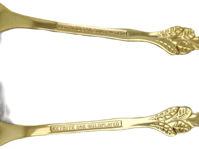 6 EETRITE 24KT Gold Plated Cake Forks. 14cm