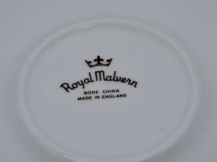 Vintage ROYAL MALVERN Fine Bone China Cup and Saucer- White and Gold -(10 available)