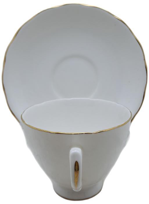 Vintage ROYAL MALVERN Fine Bone China Cup and Saucer- White and Gold -(10 available)