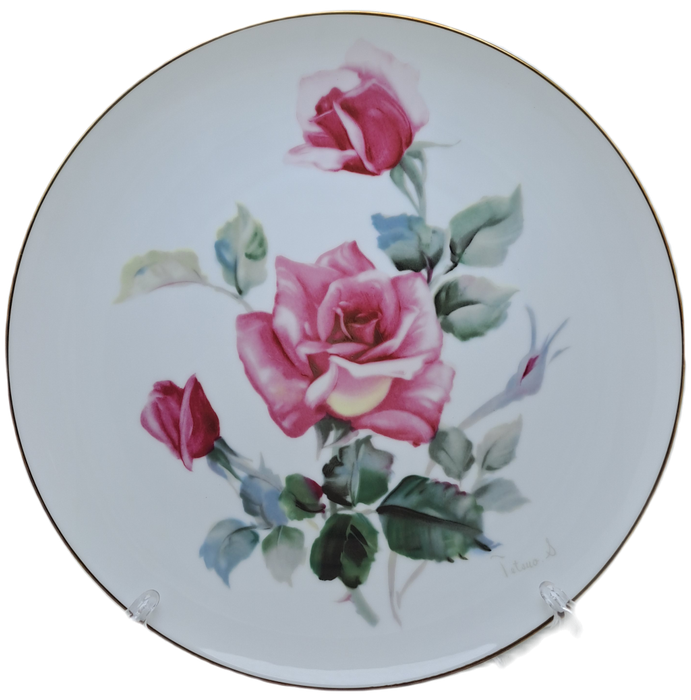 Vintage Noritake `NIPPON TOKI KAISHA` Wall Plate Pink roses -still in Original Packaging- 26.6cm