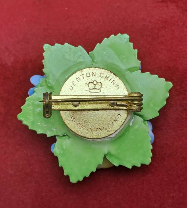 Vintage Floral Denton Bone China Brooch -Made in England