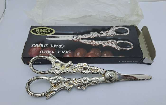 Vintage Elweco Silver Plated Grape Shears -boxed