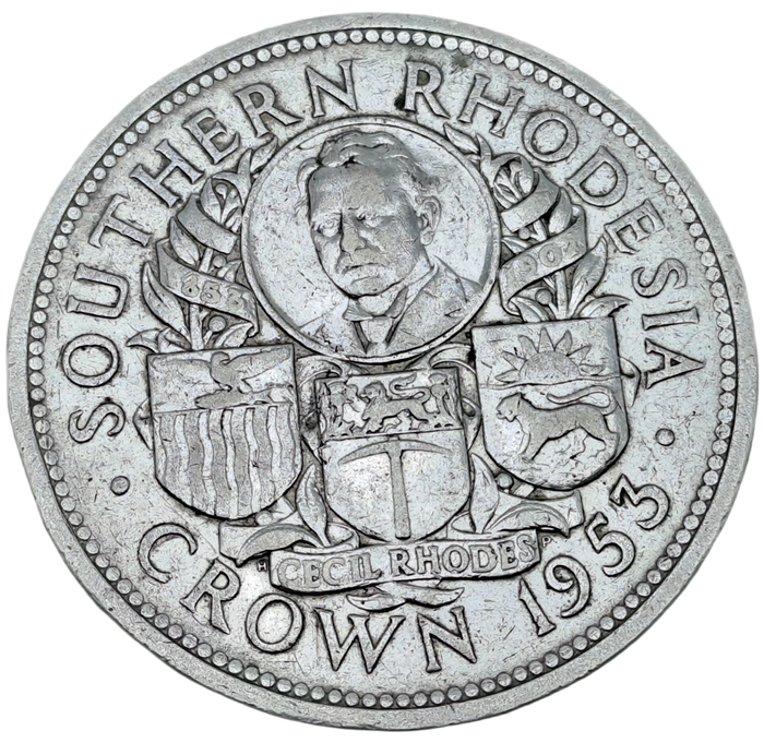 1953 Southern Rhodesia Silver 1 Crown -100th Birthday of Cecil Rhodes-