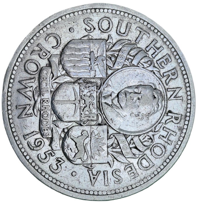 1953 Southern Rhodesia Silver 1 Crown -100th Birthday of Cecil Rhodes-