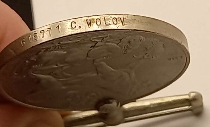 WW2 1939-1945 Defence Medal with Ribbon Engraved C.Wolov  616771