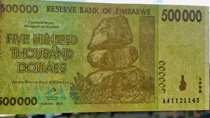 2008  Zimbabwe 500 000 Dollars