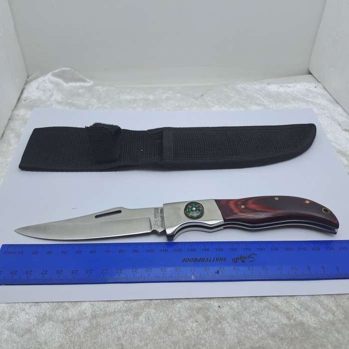 Pre-Owned Columbia Fujunjie USA Folding Knife with Canvas Sheath