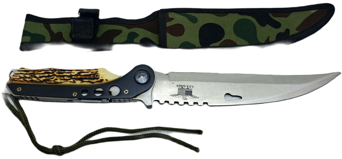 Pre-Owned USA Saber Survival Knife with Canvas Sheath