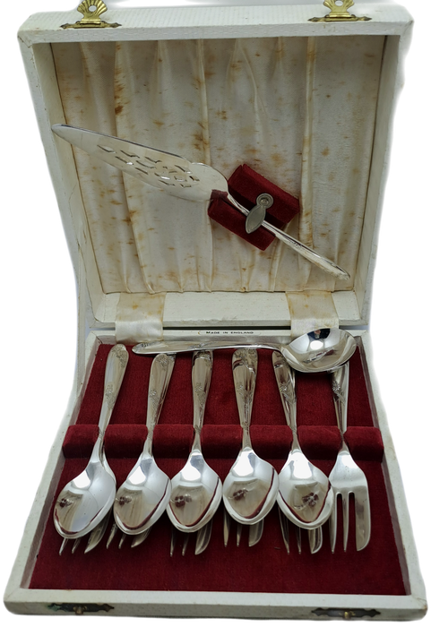 Vintage 13pc Angora Silver Plate Co.Ltd E.P.N.S Tea cutlery set -Boxed (One teaspoon Missing)