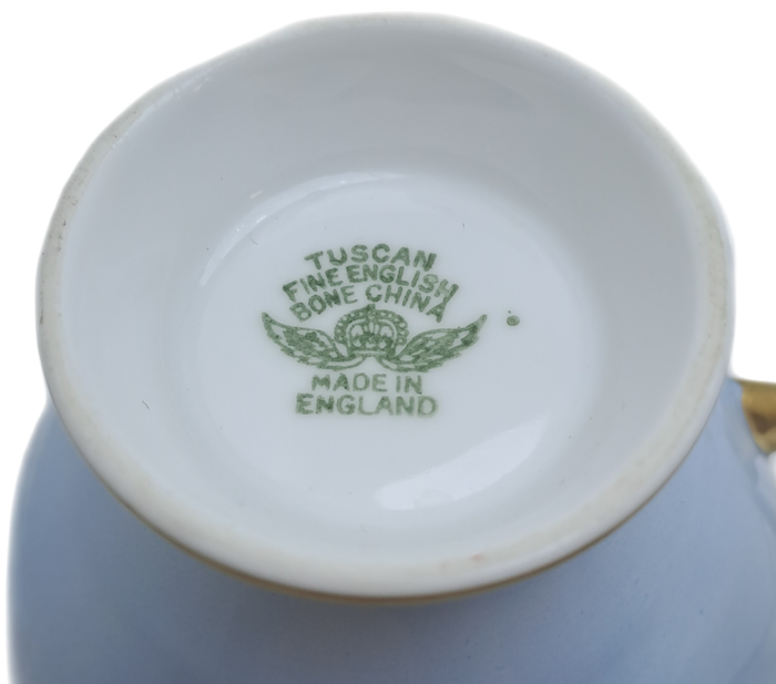 Vintage Royal TUSCAN Pale Blue Duo Fine English Bone China Pattern C9012