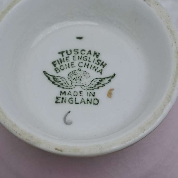 Vintage Royal TUSCAN Pastel Pink Trio Fine English Bone China Pattern C9013 (Cup hairline Crack)