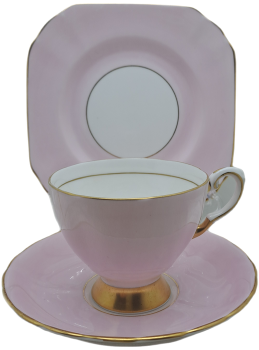 Vintage Royal TUSCAN Pastel Pink Trio Fine English Bone China Pattern C9013 (Cup hairline Crack)